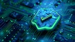 © Tackey - Close-up of a circuit board with a green check mark, symbolizing cybersecurity and digital assurance.