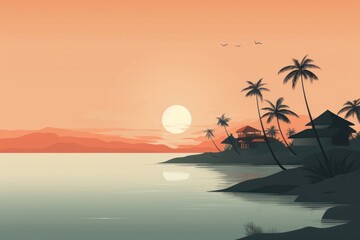 Sticker - Bali Indonesia landscape outdoors sunset.