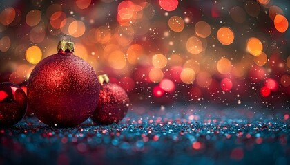 Poster - Christmas tree decorated with festive ornaments and sparkling lights.