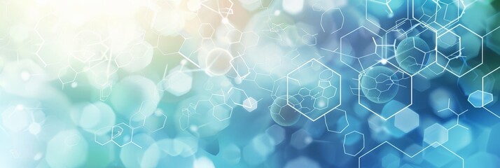 Poster - Bright medical background with hexagonal elements and a light gradient. Represents modern healthcare technology and scientific innovation.