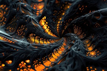 Wall Mural - Abstract black and orange background with a fractal design