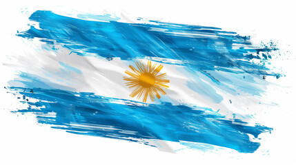 Wall Mural - brush paint stroke of Argentina flag theme, isolated on white background