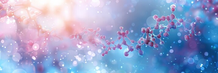 Poster - Molecular structure with a soft focus and glowing background. Ideal for biotechnology.