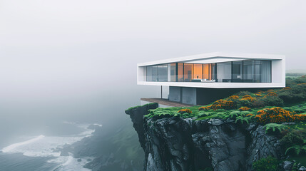 Wall Mural - Modern architecture, house on the cliff