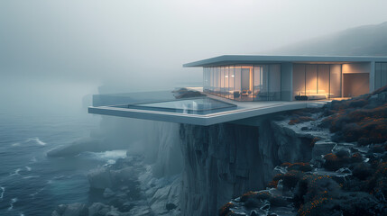 Wall Mural - Modern architecture, house on the cliff