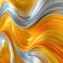 Poster - Vibrant abstract background featuring dynamic wavy lines in shades of gold, silver, and orange, representing energy and movement.