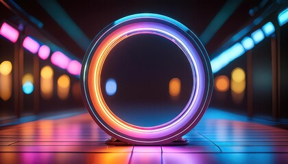 Wall Mural - colorful neon circle
