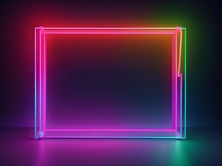 Background Rectangle neon lights frame, neon frame for text or photo 