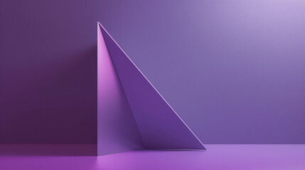 Wall Mural - Simple 3D render of an angular wedge on a solid purple background.