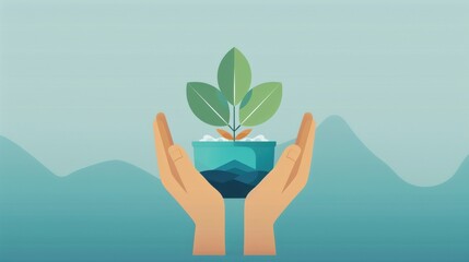 Wall Mural - Environmental protection, mindful contribution, flat design illustration