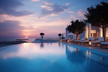 Wall Mural - Sea view hotel pool swimming pool.