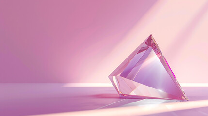 Wall Mural - Simple 3D rendering of a sharp-edged prism on a solid mauve background