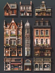 Canvas Print - Buildings with Windows and Balconies