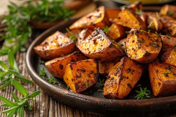 Roasted Sweet Potato Wedges with Herbs and Spices