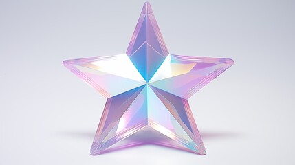 Canvas Print - Iridescent Translucent Crystal Five-Point Star Decorative Object with Rainbow Reflection