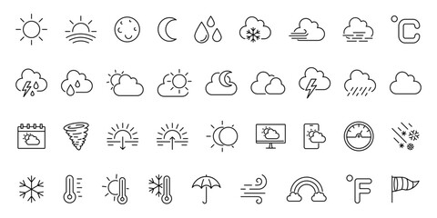 weather icon. weather icon set. linear style.