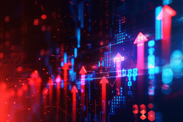 Poster - Abstract background with digital arrow up