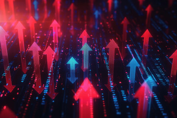 Poster - Abstract background with digital arrow up