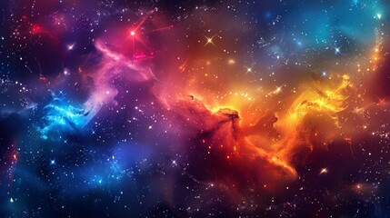 Wall Mural - abstract representation of space with galaxies, stars, and nebulas in a stunning array of colors. ca