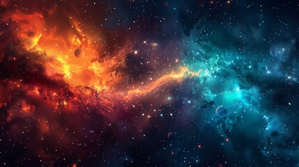 Wall Mural - abstract representation of space with galaxies, stars, and nebulas in a stunning array of colors. ca