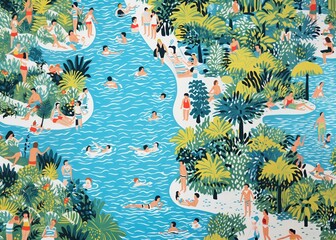 Wall Mural - Pool party close up outdoors nature plant.