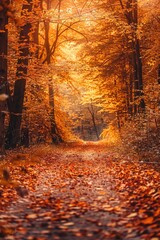 Canvas Print - Forest Path with Leaves