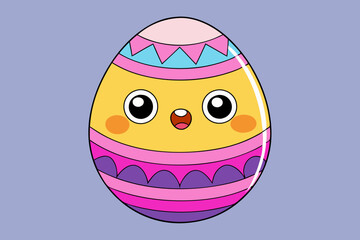 Wall Mural - Easter egg cartoon style vector art illustration