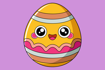 Wall Mural - Easter egg cartoon style vector art illustration