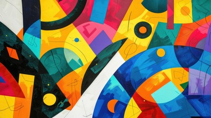 Wall Mural - An abstract design with bold colors, organic shapes, playful patterns, showing energy and creativity AIG62