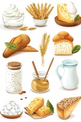 Wall Mural - A variety of food items arranged on a table