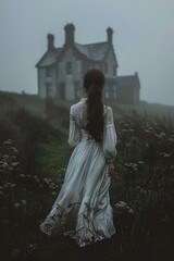 Canvas Print - Photography of haunted house outdoors nature dress.