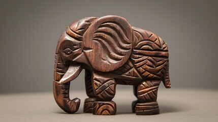 Intricately Hand-Carved Wooden Elephant Amulet - Embodying Tribal Cultural Significance with Traditional Design