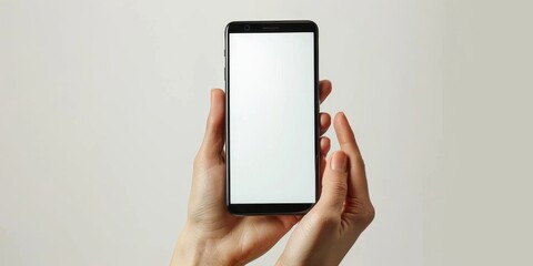 concept - cell phone in hand with white background - easy modification, Generative AI