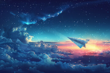 Wall Mural - continuous line paper plane airplane vector art
