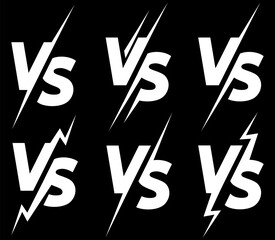 Canvas Print - Set of vector monochrome templates for VS logo on a black background