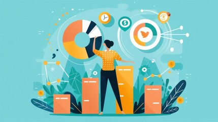 Poster - investment goals, setting targets for financial returns, flat design illustration