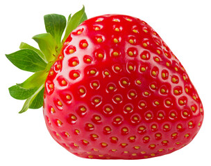 Sticker - Strawberry isolated png. One strawberry on transparent background. PNG format. Red berry with no background. Full depth of field. Perfect retouched.