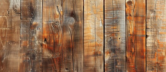 Poster - Rustic wooden texture background with an old bright brown hue, ideal for a long panoramic banner with copy space image.
