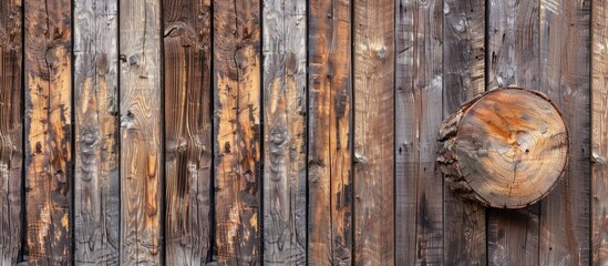 Aufkleber - Background of a wooden wall with a log in the copy space image.