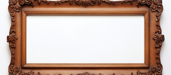 Aufkleber - Classic vintage brown wooden frame with cut-out canvas against a white backdrop with ample copy space image.
