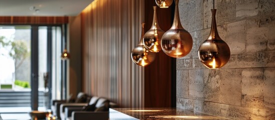 Poster - Contemporary lamps embellishing the premises with copy space images.