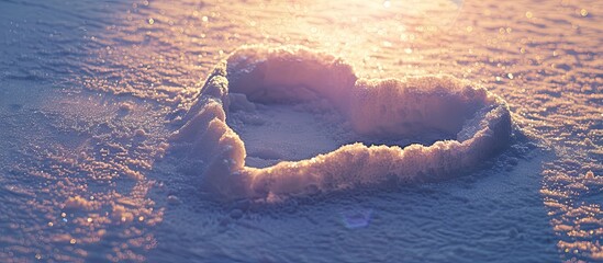 Aufkleber - A heart-shaped figure carved into the snow with a blank area for additional content, known as a copy space image.