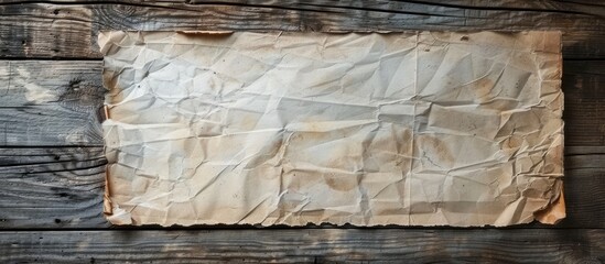 Poster - top view of a paper sheet on an aged wooden surface, offering ample copy space image.