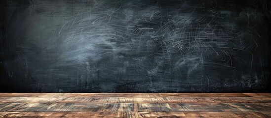 Poster - Old blackboard on the wall with empty copy space image.