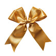© Rona_65 - Elegant golden satin ribbon bow isolated on white background, perfect for gift wrapping, decoration, and festive occasions. isolated on a white background.