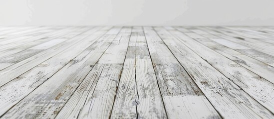 Poster - Abstract vintage texture of white wood flooring with copy space image.