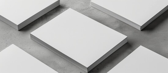 Aufkleber - Business cards with a blank mockup set on a gray background, allowing ample space for text or images.