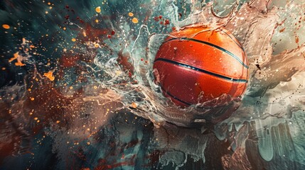 Wall Mural - Basketball Splash: A Dynamic Action Shot