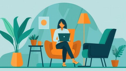Poster - Remote work engagement, keeping team motivated online, flat design illustration