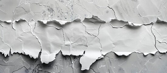 Poster - Collection of torn white papers on a gray background, perfect as a copy space image.